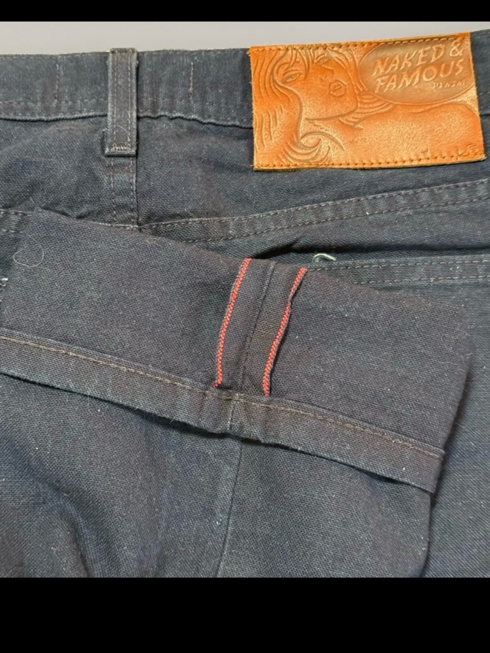 Naked & Famous Jeans Mens 33x34 Dark Indigo Weird Guy Straight Selvedge Denim